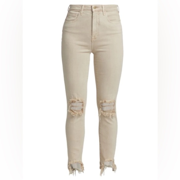 NWT L’Agence High Line Skinny Jeans High Rise Biscuit Destruct Sz 26 - Picture 3 of 13